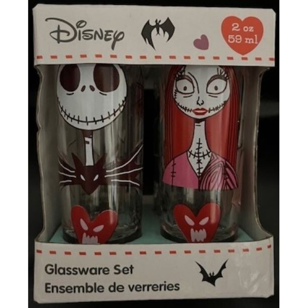 Disney's The Nightmare Before Christmas zak! Mini Glass Set Valentine's Day NIB